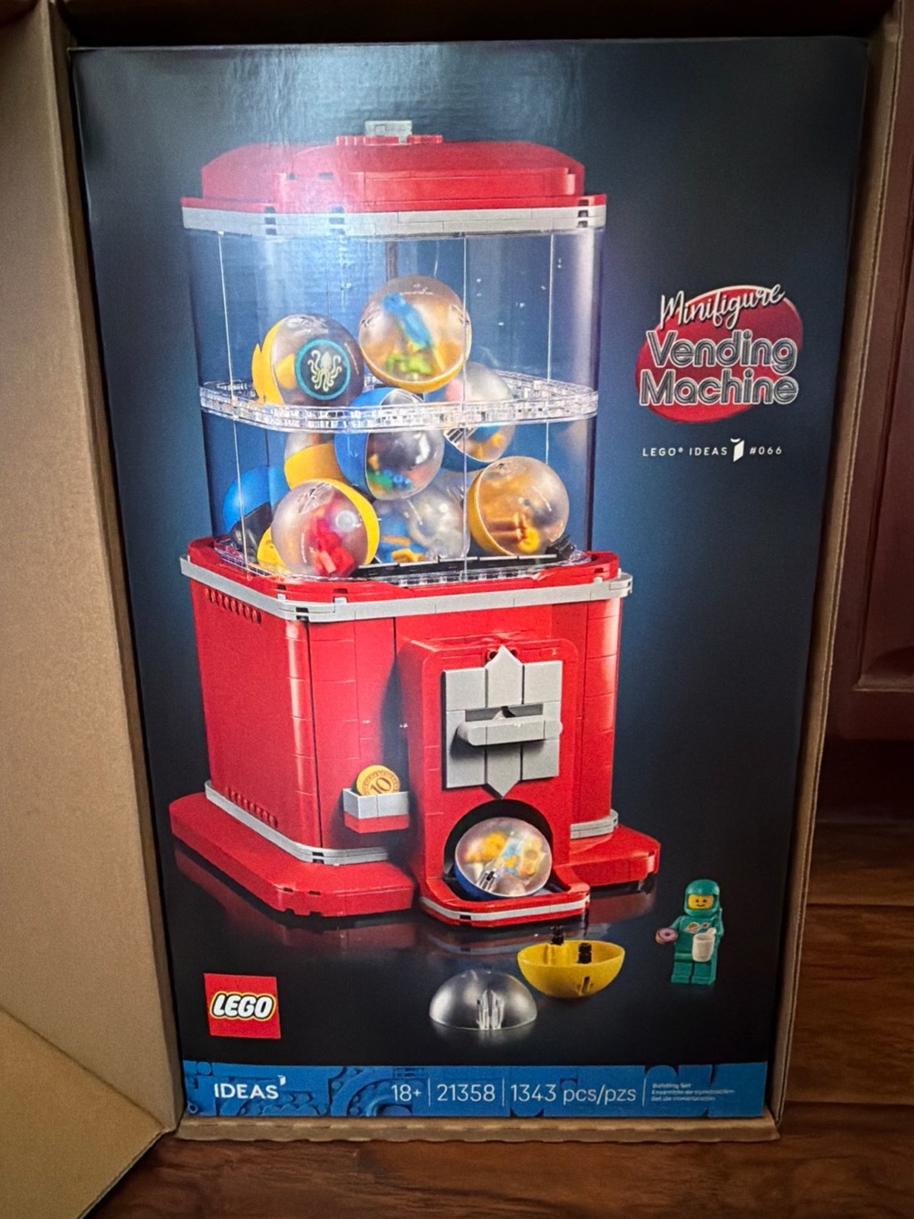 Lego Red Minifigure Vending Machine with Clear Display Capsules